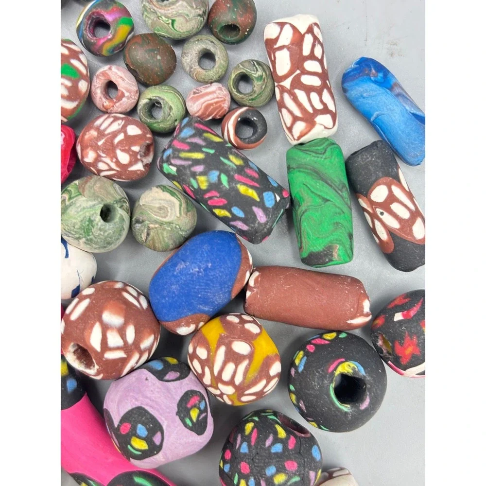 Vtg Polymer Clay Bead Lot‎ Millefiori Marbled Artisan Craft Jewelry Supplies